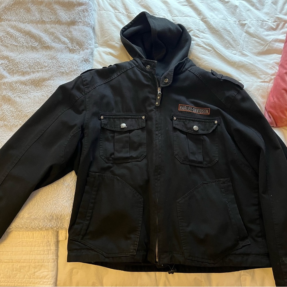 Men’s Canvas Harley Davidson jacket w/zip out fleece vest, size XL